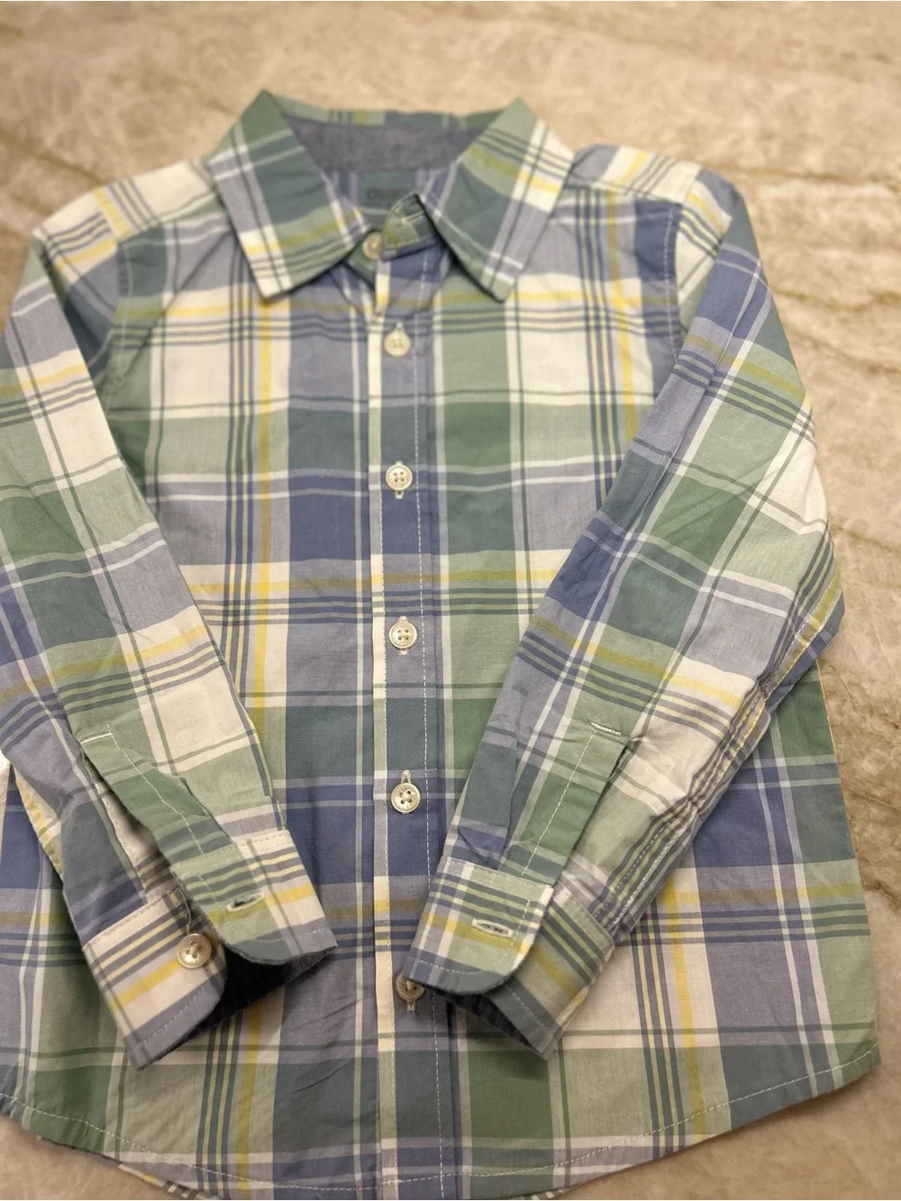 OshKosh B'gosh Green Blue Yellow Plaid Button-Up Shirt